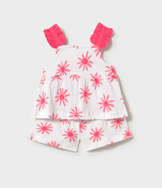 Mayoral Flower Print Shorts & Vest Set Style 1207 - Hibiscus